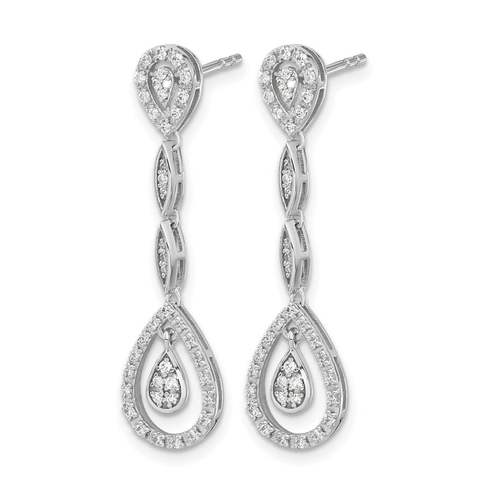 14k White Gold Teardrop 1/3 CT Diamond Dangle Post Earrings