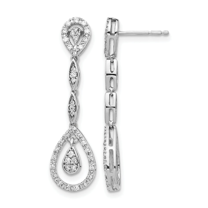 14k White Gold Teardrop 1/3 CT Diamond Dangle Post Earrings