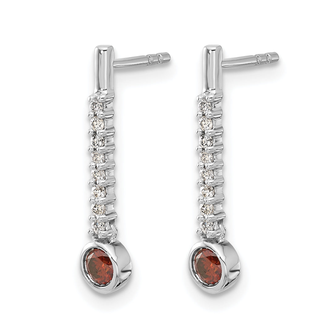 14k White Gold 1/3 CT Red/White Diamond Drop Dangle Post Earrings