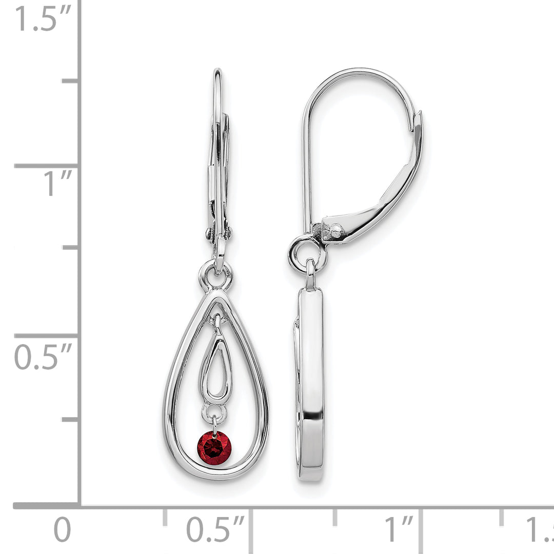 14k White Gold 1/8 CT Red Diamond Teardrop Leverback Earrings