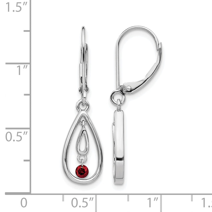 14k White Gold 1/8 CT Red Diamond Teardrop Leverback Earrings