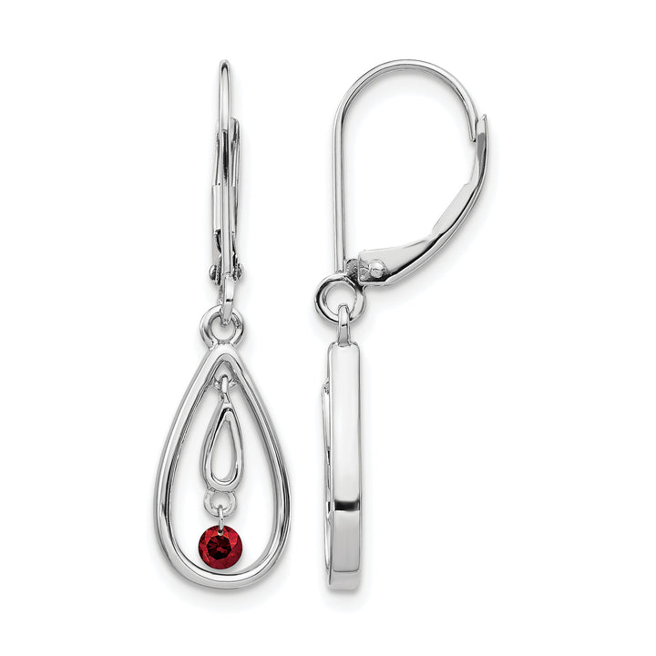 14k White Gold 1/8 CT Red Diamond Teardrop Leverback Earrings