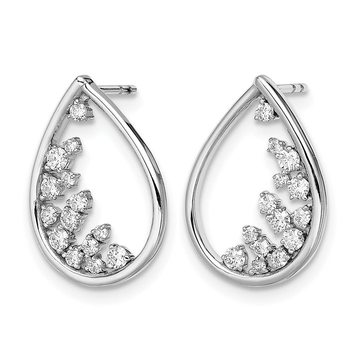 14k White Gold 1/3 CT Diamond Fancy Teardrop Design Post Earrings