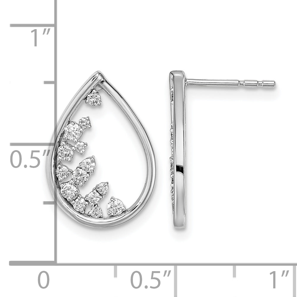 14k White Gold 1/3 CT Diamond Fancy Teardrop Design Post Earrings