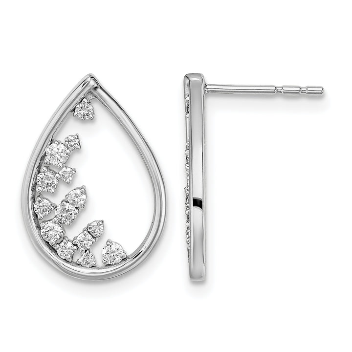 14k White Gold 1/3 CT Diamond Fancy Teardrop Design Post Earrings
