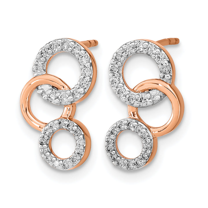 14k Rose Gold 1/4 CT Diamond Circles Design Post Earrings
