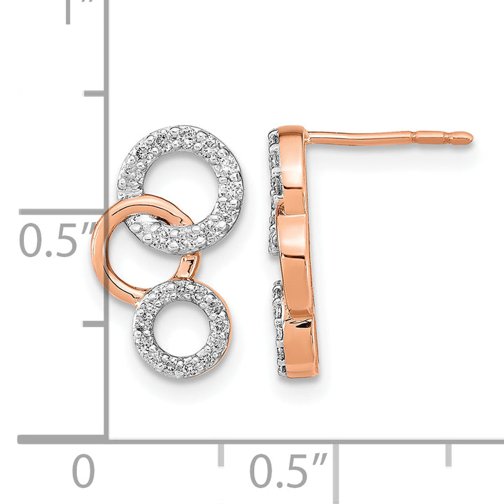 14k Rose Gold 1/4 CT Diamond Circles Design Post Earrings