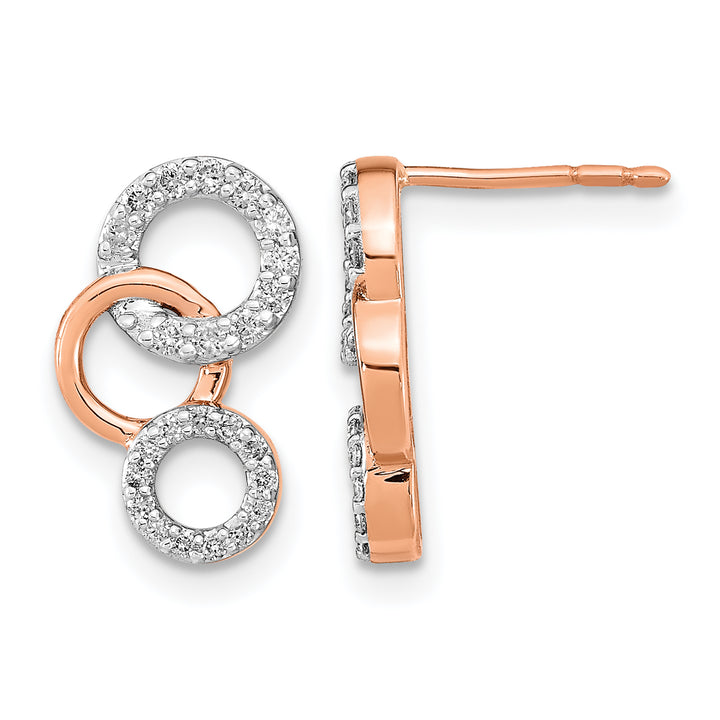 14k Rose Gold 1/4 CT Diamond Circles Design Post Earrings