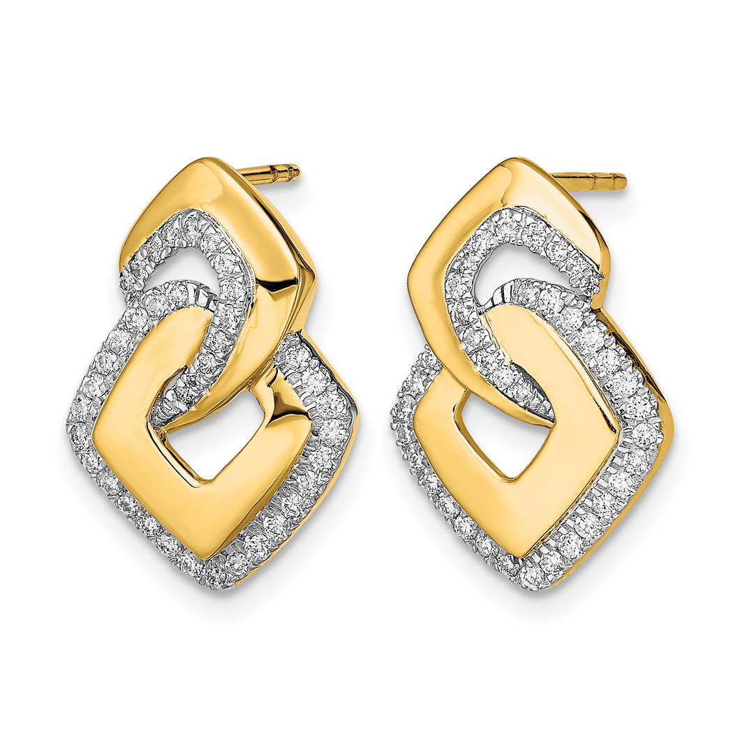 14k White Polished 1/3 CT Diamond Fancy Shaped Post Earrings