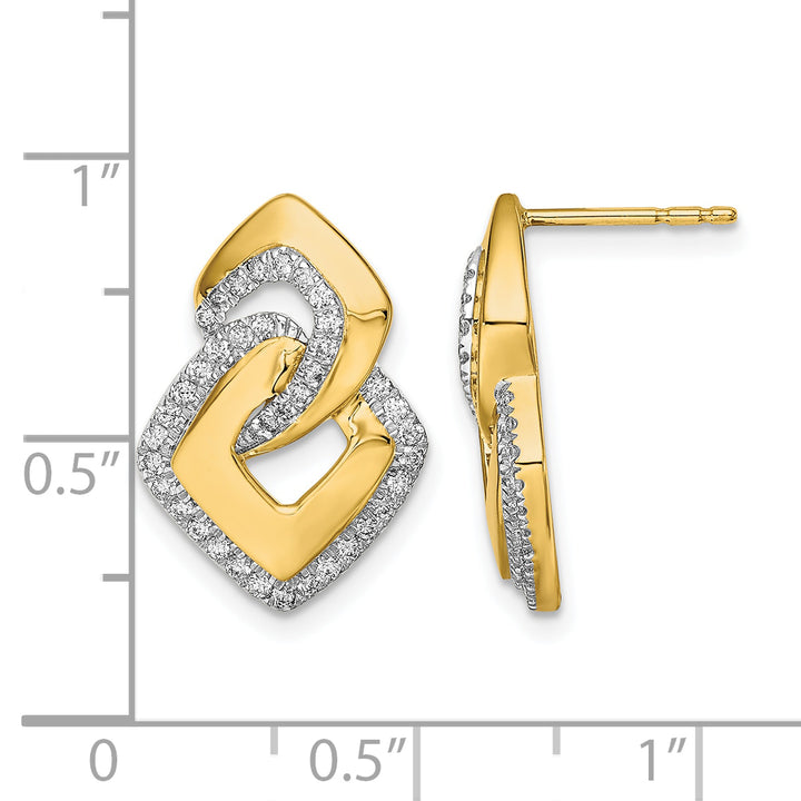 14k White Polished 1/3 CT Diamond Fancy Shaped Post Earrings