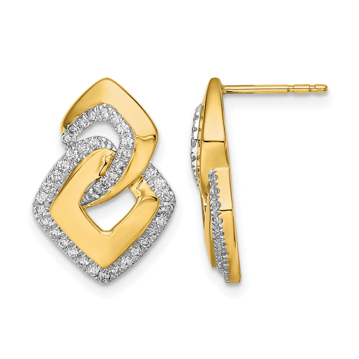 14k White Polished 1/3 CT Diamond Fancy Shaped Post Earrings