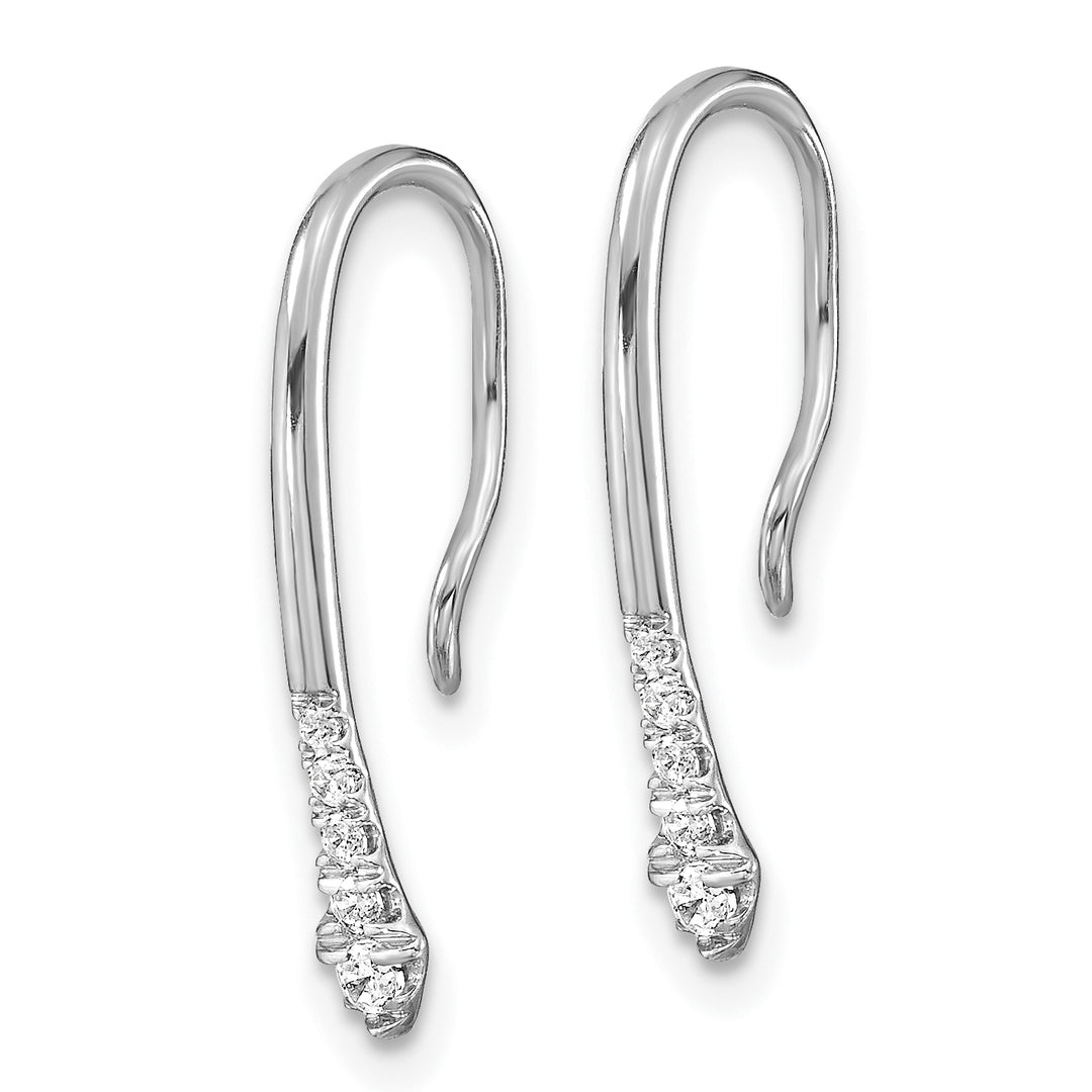 14k White Gold Polished 1/8 CT Diamond Drop Wire Earrings