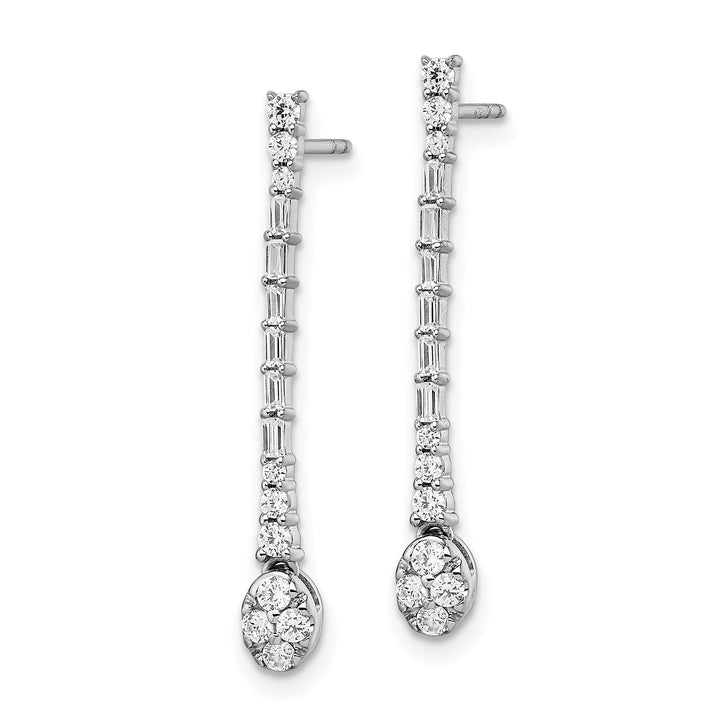 14k White Gold Polished 1/2 CT Diamond Drop Design Post Earrings