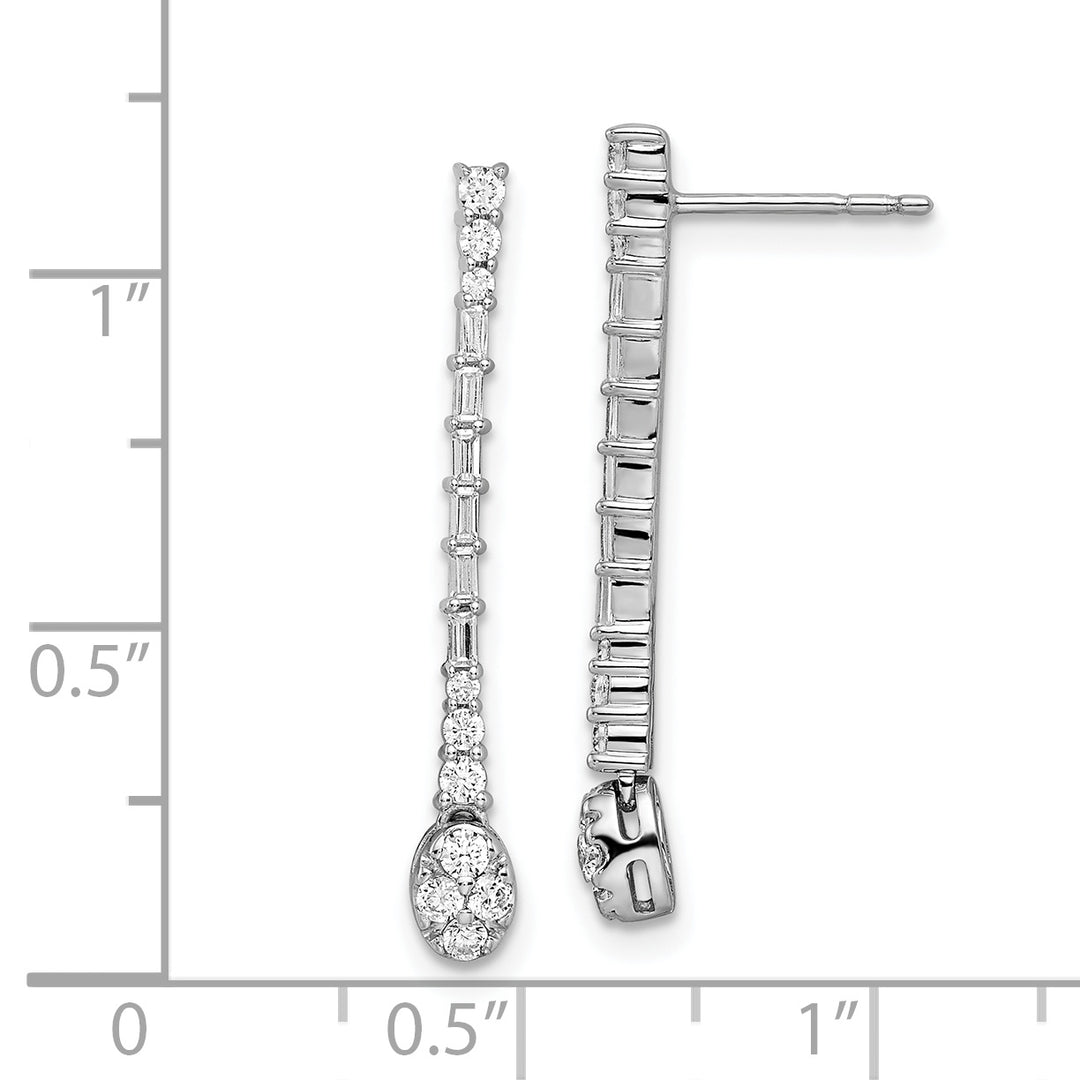 14k White Gold Polished 1/2 CT Diamond Drop Design Post Earrings