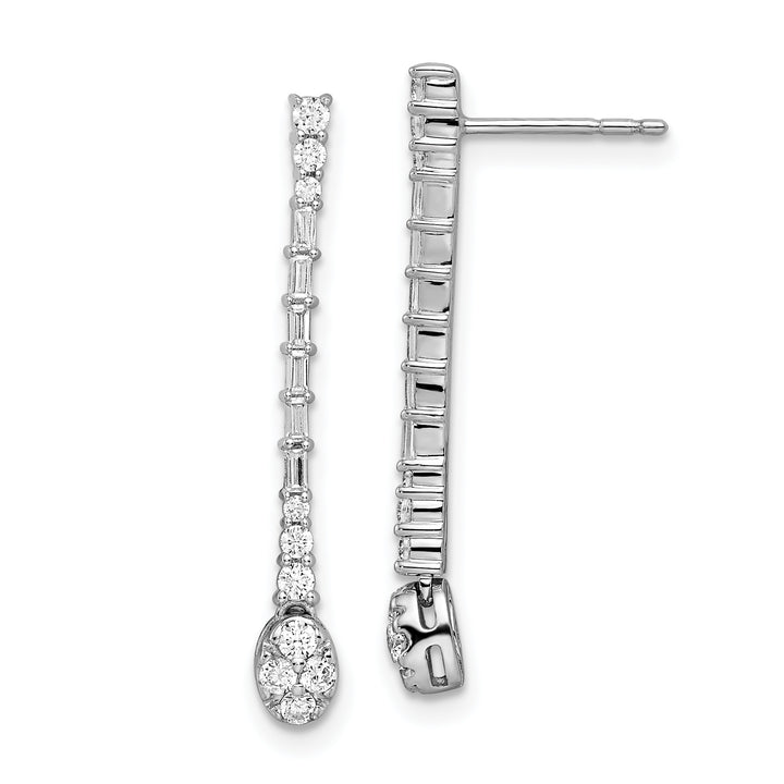 14k White Gold Polished 1/2 CT Diamond Drop Design Post Earrings