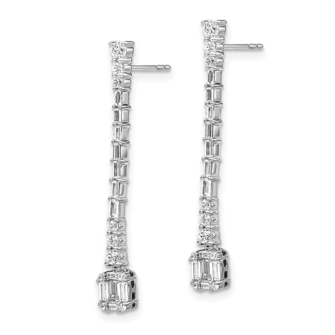 14k White Gold Polished 3/4 CT Diamond Drop Post Earrings