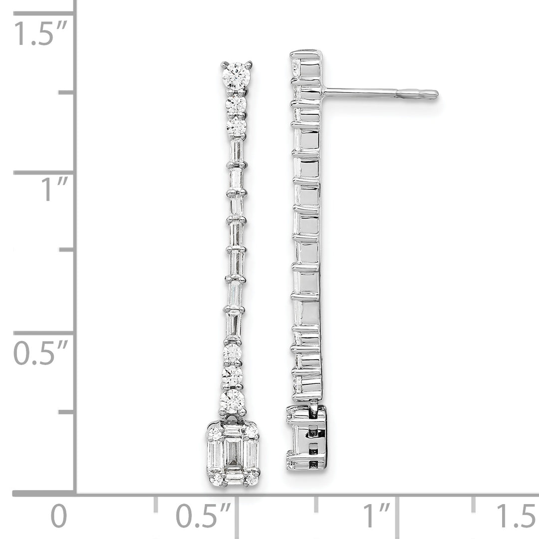 14k White Gold Polished 3/4 CT Diamond Drop Post Earrings