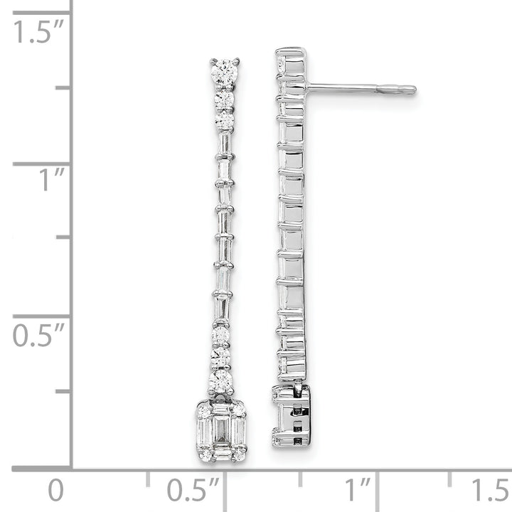 14k White Gold Polished 3/4 CT Diamond Drop Post Earrings