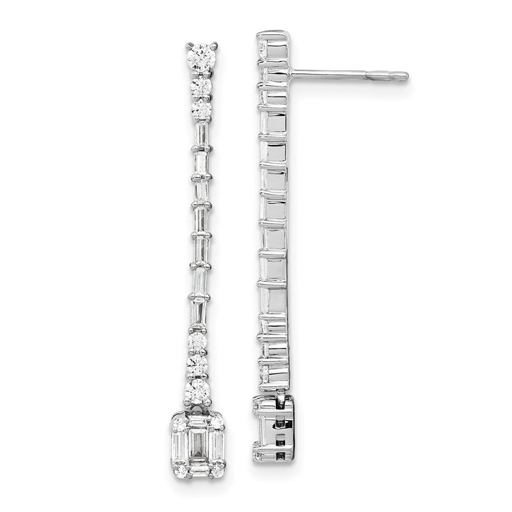 14k White Gold Polished 3/4 CT Diamond Drop Post Earrings