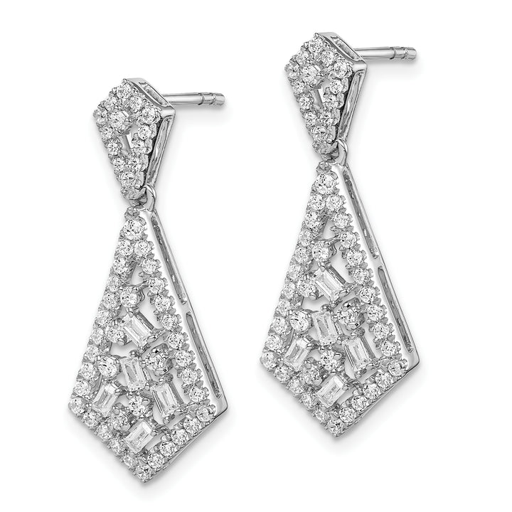 14k White Gold Polished 3/4 CT Diamond Fancy Dangle Post Earrings