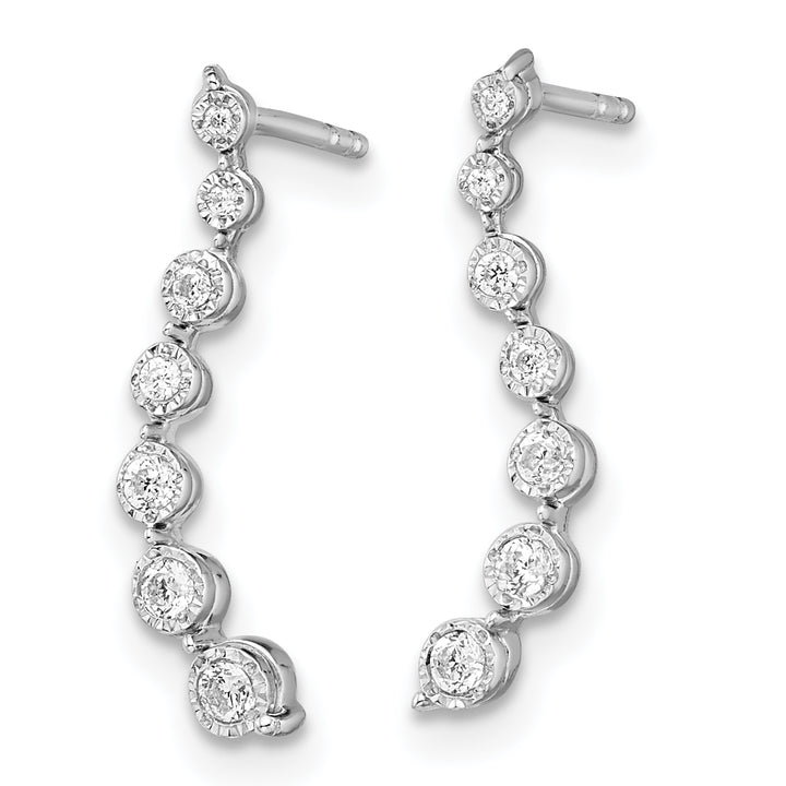 14k White Gold 1/6 CT Graduated Diamond Journey Post Earrings