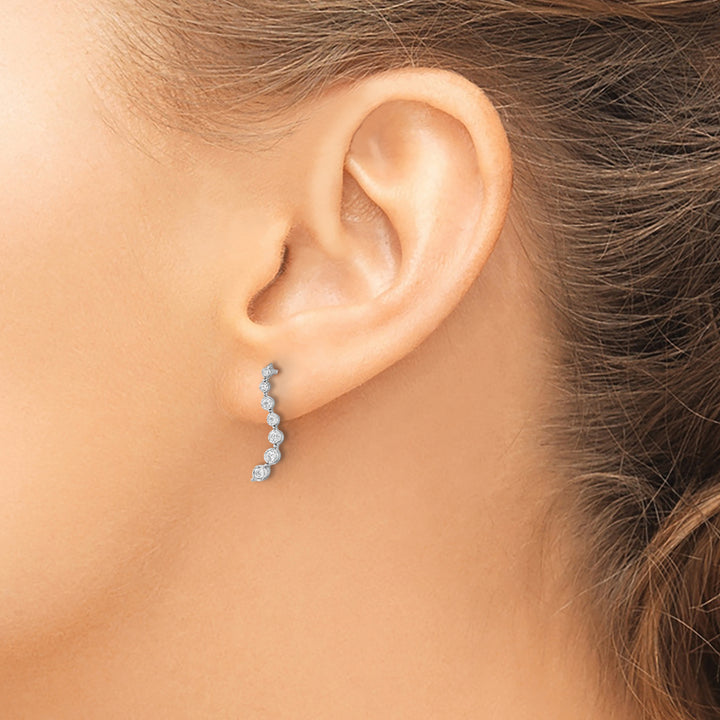 14k White Gold 1/6 CT Graduated Diamond Journey Post Earrings