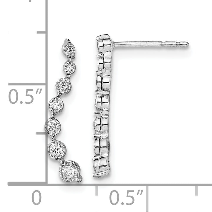 14k White Gold 1/6 CT Graduated Diamond Journey Post Earrings