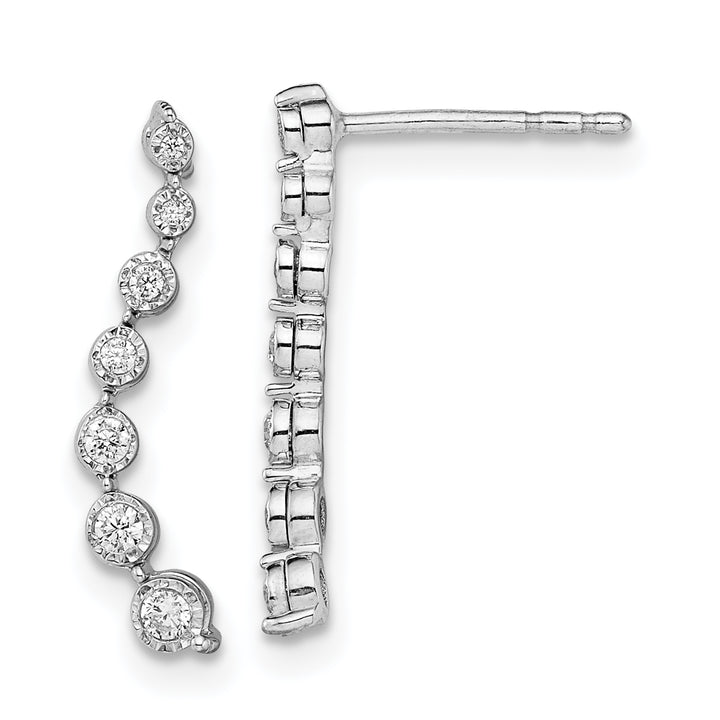 14k White Gold 1/6 CT Graduated Diamond Journey Post Earrings