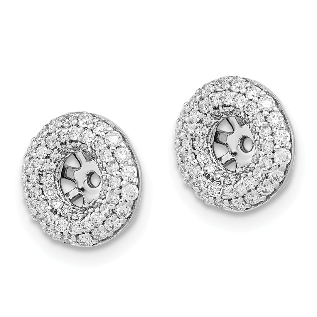 14k White Gold 1/2 CT Diamond Double Circle Earring Jackets