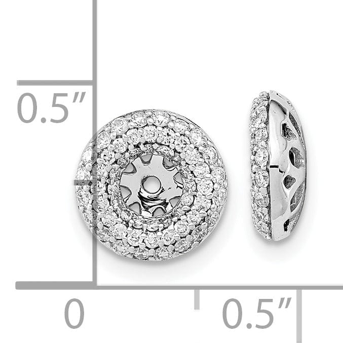 14k White Gold 1/2 CT Diamond Double Circle Earring Jackets