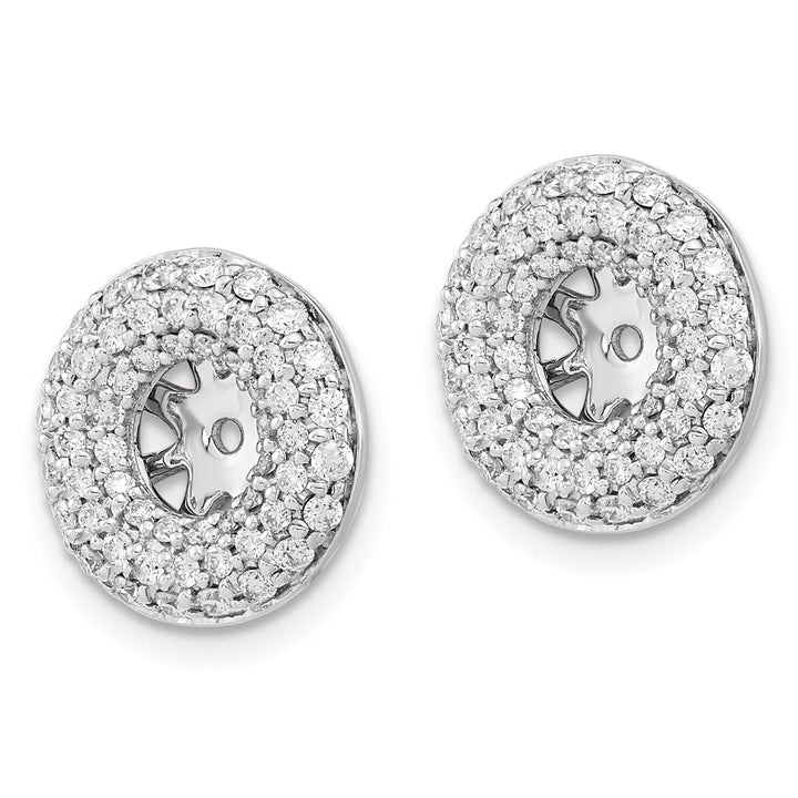 14k White Gold 3/4 CT Diamond Double Circle Earring Jackets