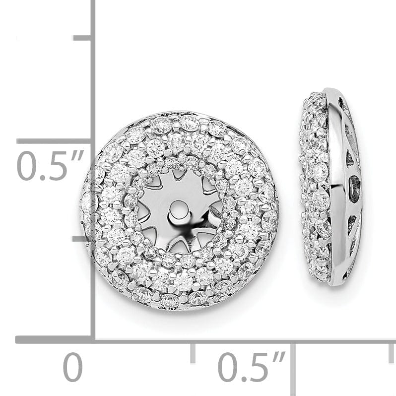 14k White Gold 3/4 CT Diamond Double Circle Earring Jackets
