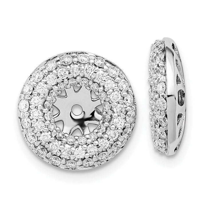14k White Gold 3/4 CT Diamond Double Circle Earring Jackets