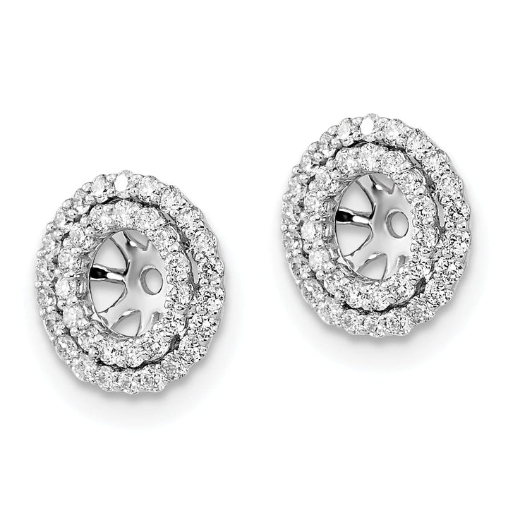 14k White Gold 3/8 CT Diamond Double Circle Earring Jackets