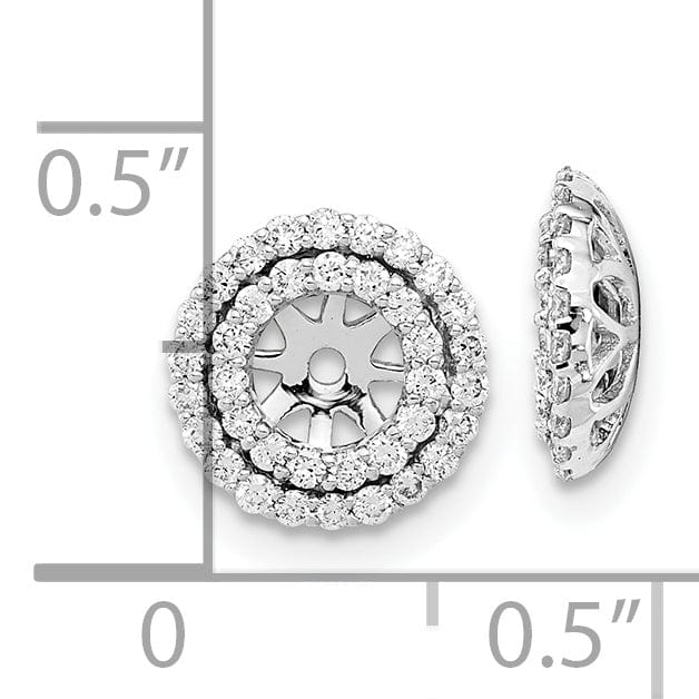 14k White Gold 3/8 CT Diamond Double Circle Earring Jackets