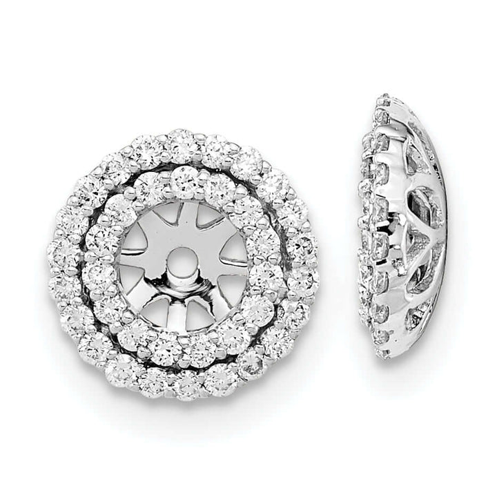 14k White Gold 3/8 CT Diamond Double Circle Earring Jackets