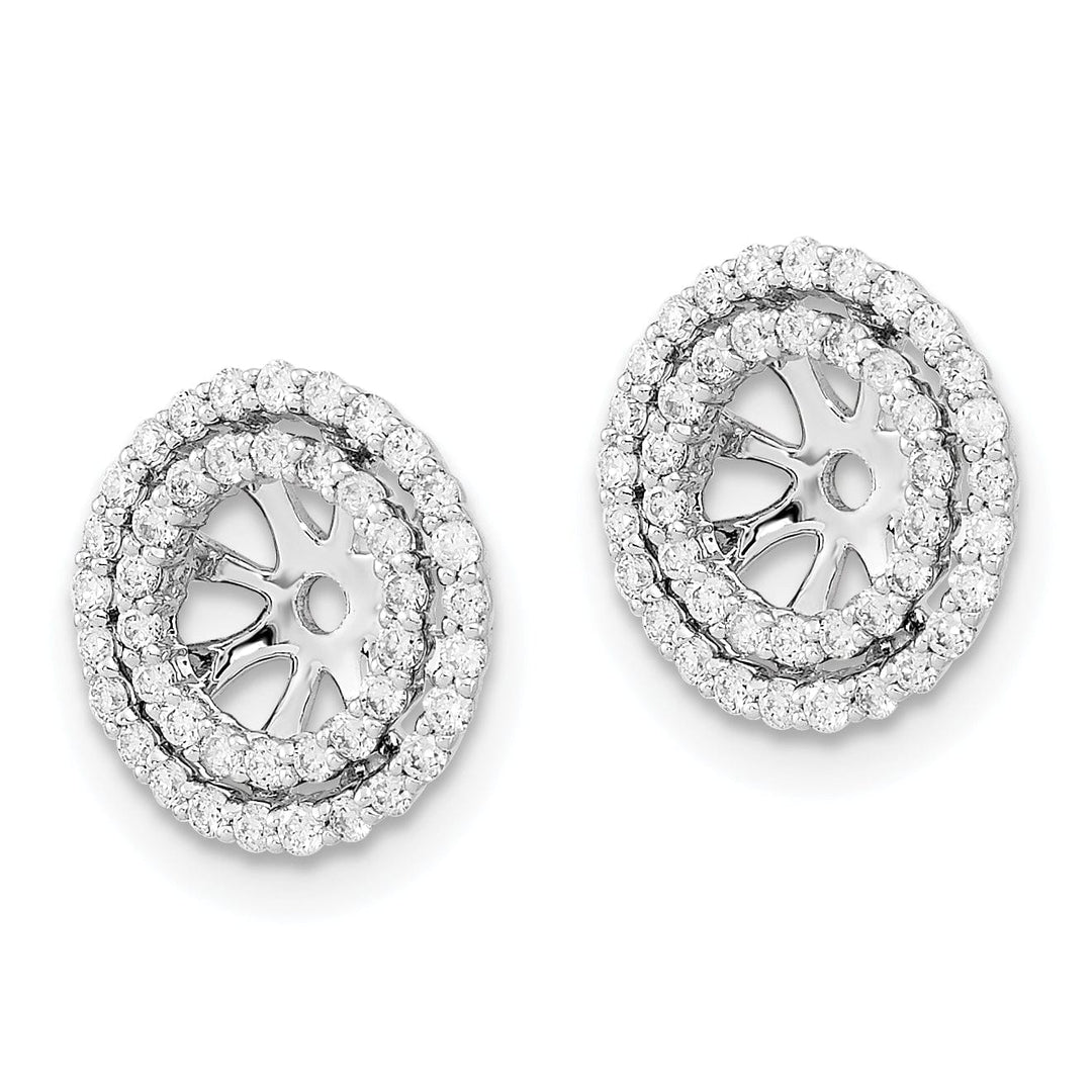 14k White Gold 3/8 CT Diamond Double Circle Earring Jackets