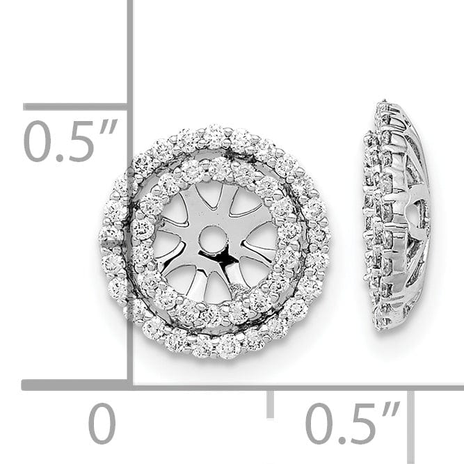 14k White Gold 3/8 CT Diamond Double Circle Earring Jackets