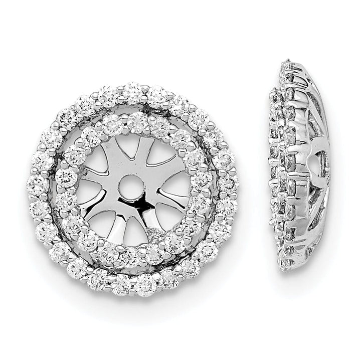 14k White Gold 3/8 CT Diamond Double Circle Earring Jackets