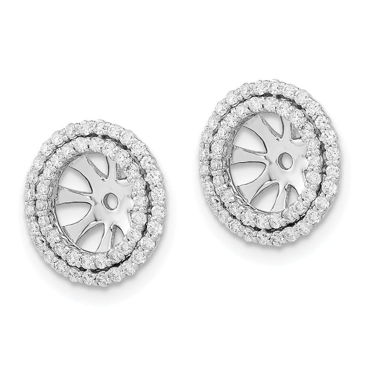14k White Gold 1/2 CT Diamond Double Circle Earring Jackets