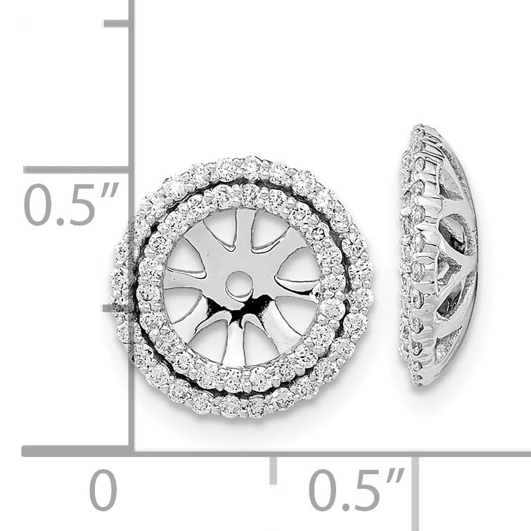 14k White Gold 1/2 CT Diamond Double Circle Earring Jackets