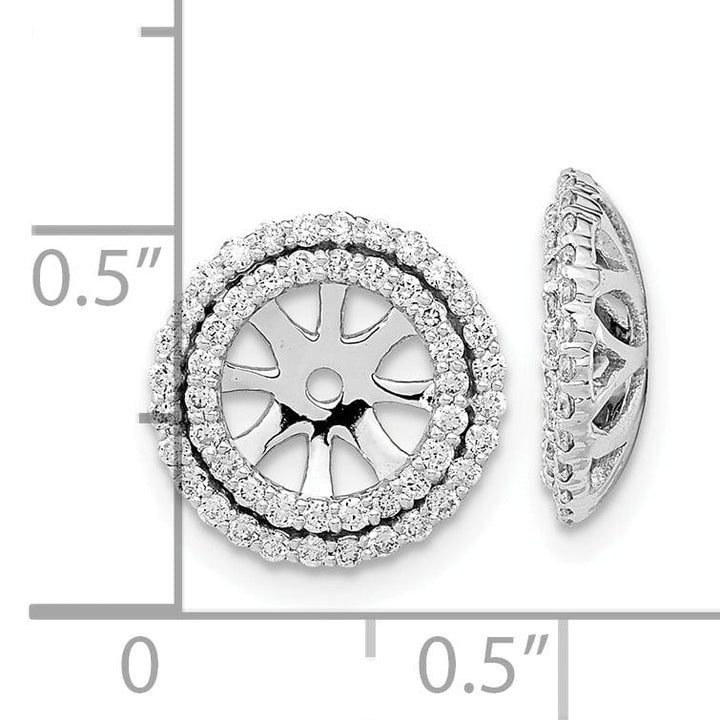 14k White Gold 1/2 CT Diamond Double Circle Earring Jackets
