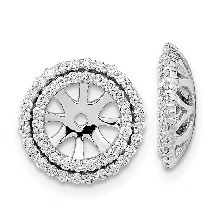 14k White Gold 1/2 CT Diamond Double Circle Earring Jackets