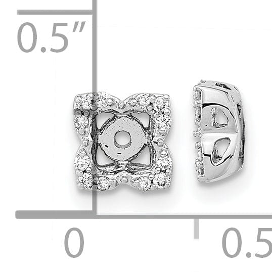 14k White Gold 1/10 CT Diamond Fancy Square Earring Jackets