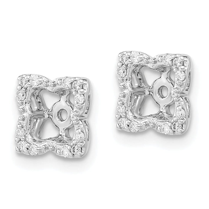 14k White Gold 1/8 CT Diamond Fancy Square Earring Jackets