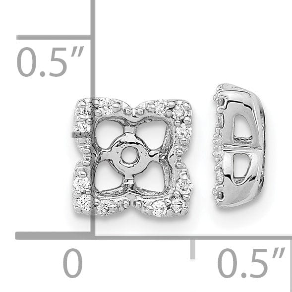 14k White Gold 1/8 CT Diamond Fancy Square Earring Jackets