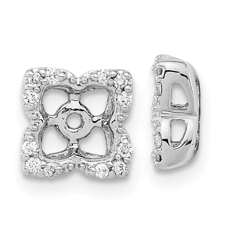 14k White Gold 1/8 CT Diamond Fancy Square Earring Jackets