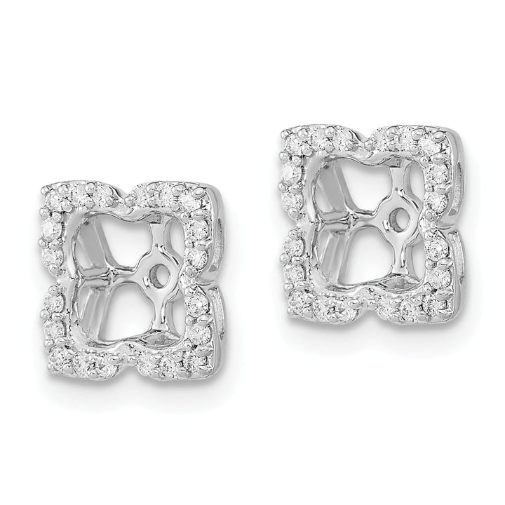 14k White Gold 1/5 CT Diamond Fancy Square Earring Jackets