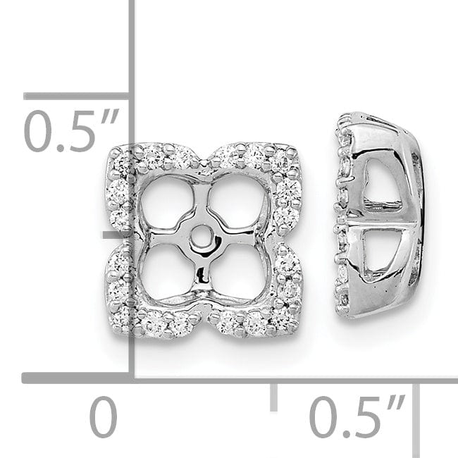 14k White Gold 1/5 CT Diamond Fancy Square Earring Jackets