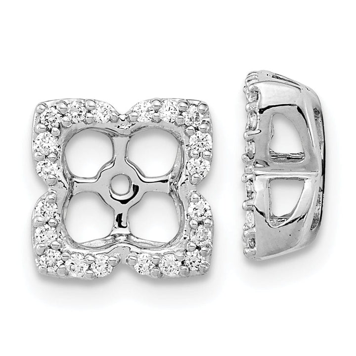 14k White Gold 1/5 CT Diamond Fancy Square Earring Jackets